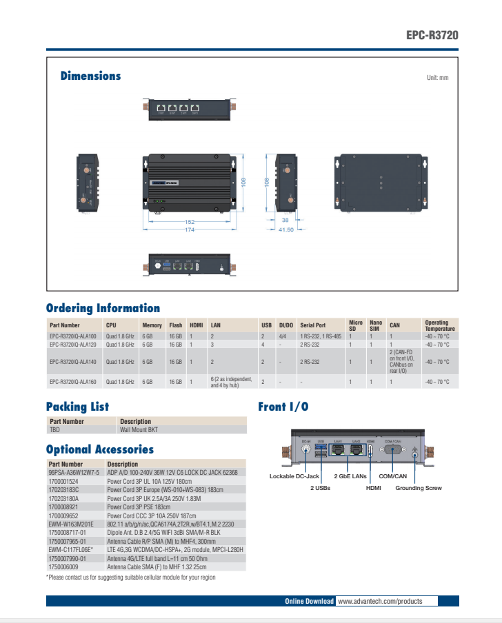 研華EPC-R3720 NXP i.MX8MPlus Cortex-A53 Edge AI 整機系統