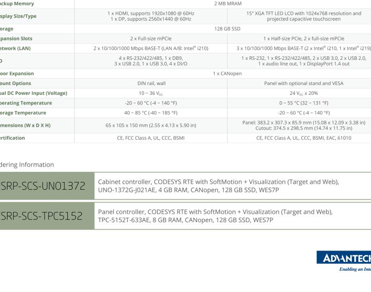 研華ESRP-SCS-TPC5152 Visualized Real-time SoftLogic Panel Controller