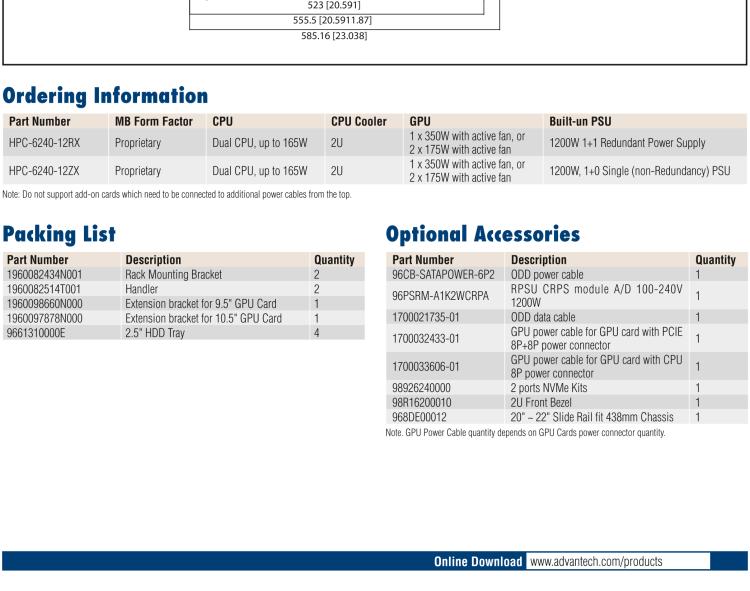 研華HPC-6240 2U 短深度服務器機箱用于ASMB-62 系列邊緣服務器主板