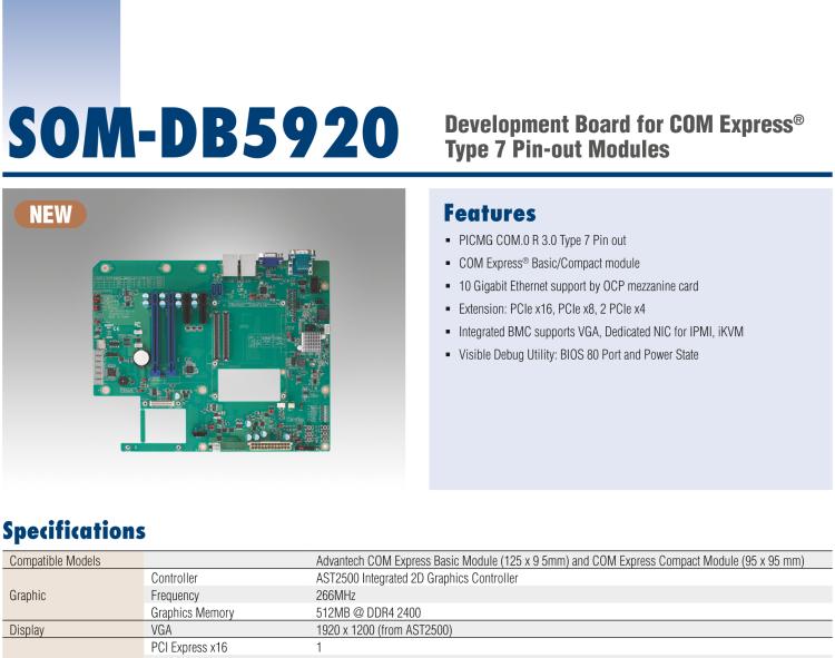 研華SOM-DB5920 COM Express? R3.0 Type 7 模塊 開發板