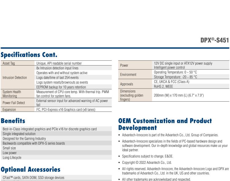 研華DPX-S451 The DPX?-S451 is based on the AMD Ryzen? Embedded R2000 Series platform. . Four DisplayPort ports and graphics card are supported