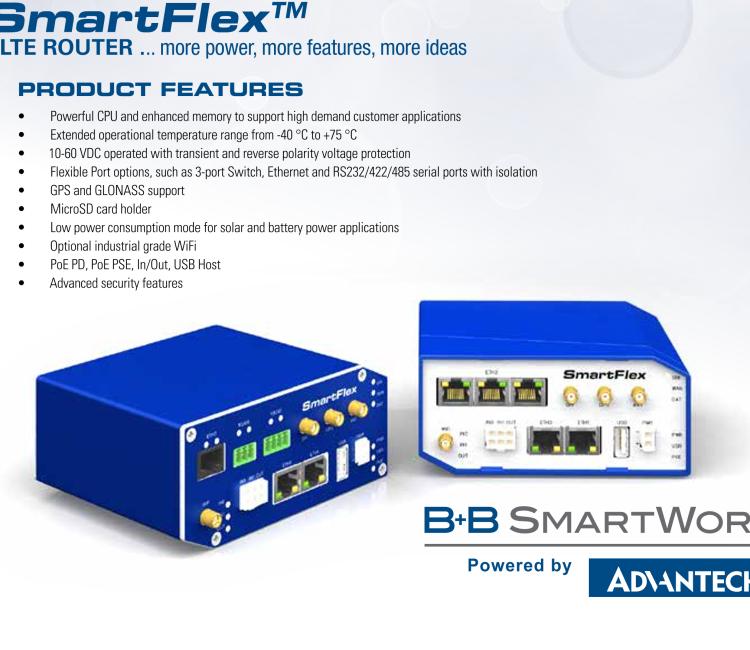 研華BB-SR30309125-SWH LTE 路由器、5E、USB、2I/O、SD、2S、PD、SL、Acc、SmartWorx Hub