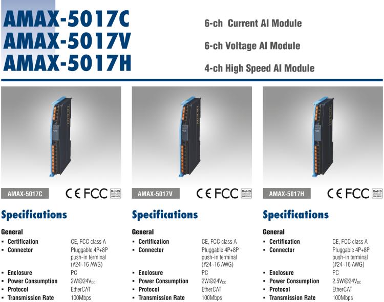 研華AMAX-5017H 4路高速模擬量輸入模塊，電壓 / 電流 4線 16位（插片式）