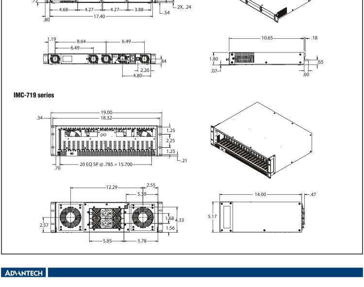 研華BB-850-10949-2DC 3 插槽 SNMP 可托管機箱，帶 2 個固定的直流電源