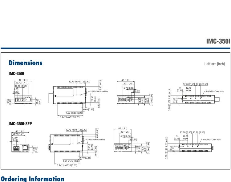研華IMC-350I-MM-A 緊湊型光電轉換器，支持寬溫，100Base-TX/FX，多模1300nm，LFPT，5km，SC type