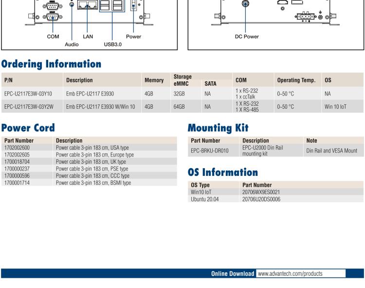 研華EPC-U2117 Intel Atom第六代Apollo Lake無(wú)風(fēng)扇嵌入式工控機(jī)，板載eMMC，CANBUS