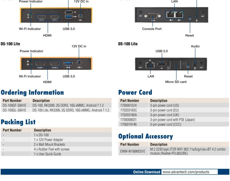 研華DS-100 基于ARM平臺的4K數字標牌播放器,支持獨立雙顯