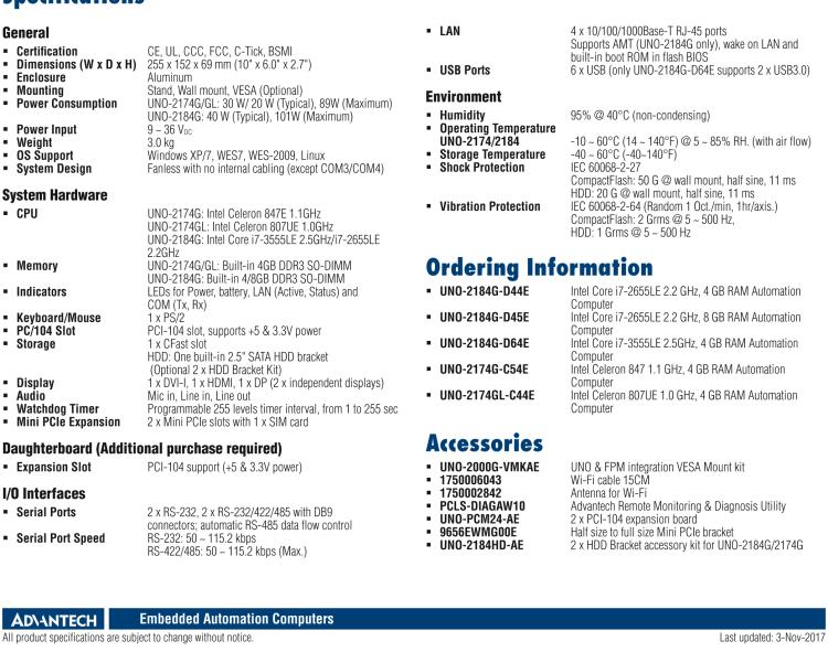 研華UNO-2174G 英特爾??賽揚??嵌入式工控機，帶4個千兆以太網(wǎng)接口，2個小型PCIe、DVI/DP/HDMI高清接口