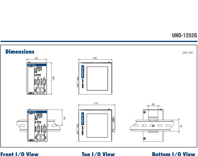 研華UNO-1252G 微型導軌安裝工業物聯網網關，搭配英特爾? Quark? 微控制器，2×LAN，2×mPCIe，2×COM，8×DI/O，2×USB，1×1GB microSD card，1×SIM