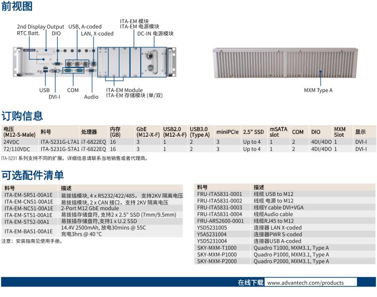 研華ITA-5231G Intel? 第6 代Core? i 處理器無(wú)風(fēng)扇系統(tǒng)，EN 50155 鐵路應(yīng)用