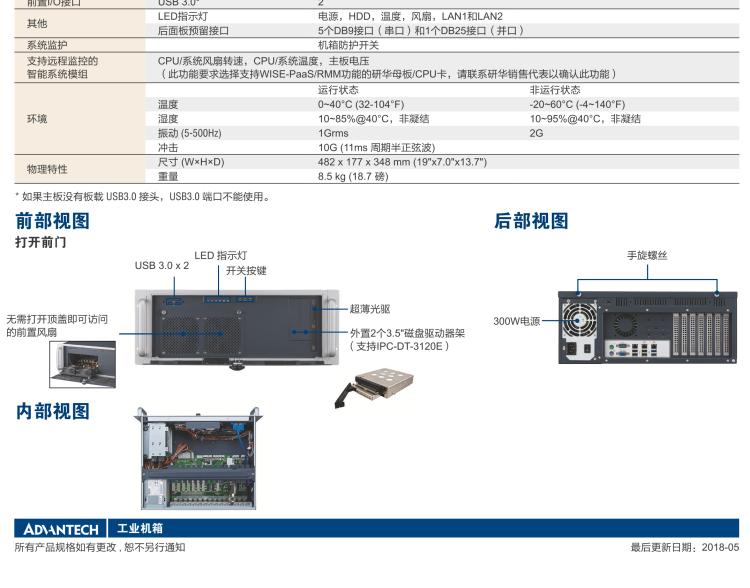 研華IPC-941 348mm深度緊湊型4U機(jī)架式機(jī)箱，支持ATX主板
