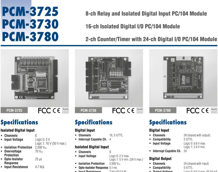 研華PCM-3725 8路隔離數字量輸入及8路隔離繼電器輸出模塊