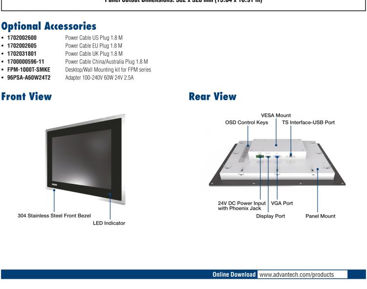 研華FPM-817S 17“英寸工業(yè)顯示器與電阻觸摸控制，直接VGA, DP端口，和304不銹鋼前面板