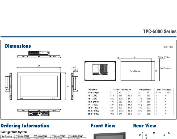 研華TPC-5172T 模組化17寸SXGA 液晶顯示器多點觸控工業(yè)平板電腦， 搭配英特爾?第六代酷睿?i3-6100U處理器