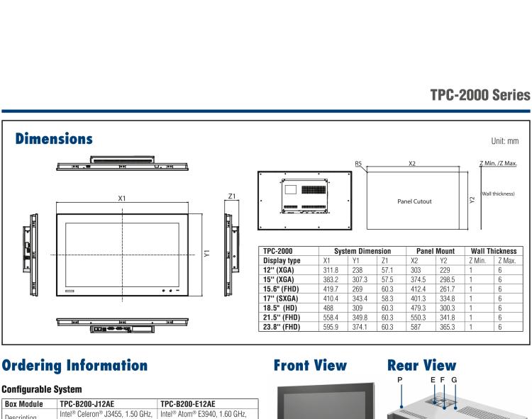 研華TPC-2151T 模組化工業瘦客戶機多點觸控平板電腦，配備15“XGA LED LCD和Intel?Celeron?處理器