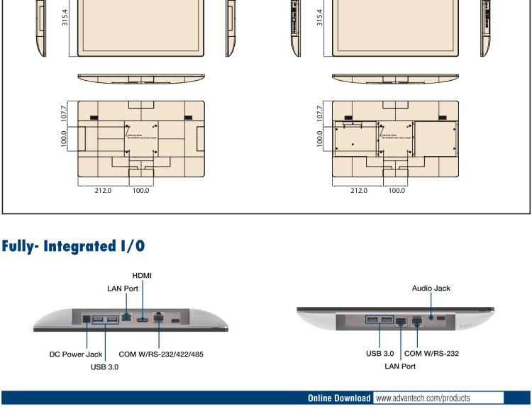研華UTC-120G 21.5" 多功能觸控一體機，內(nèi)置 Pentium? N4200