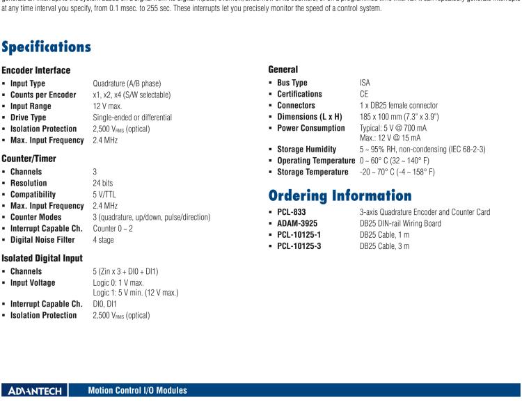 研華PCL-833 三軸正交編碼器、計數器卡