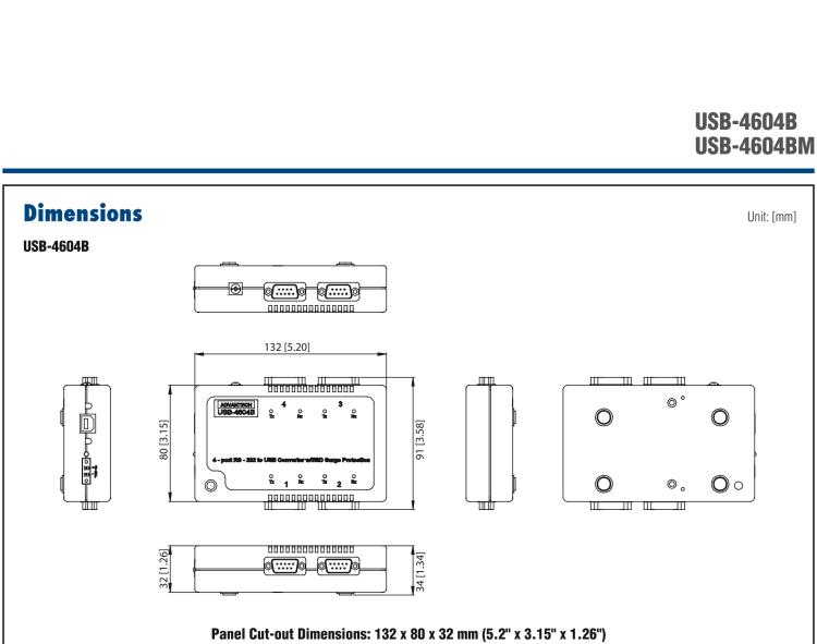 研華USB-4604BM USB轉4端口RS-232/422/485 轉換器，帶浪涌保護