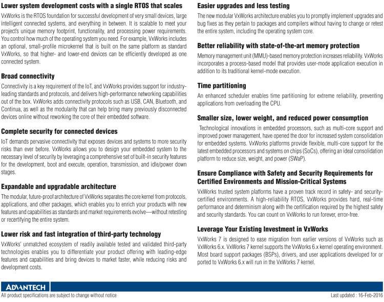 研華VxWorks Real-Time Operating System for the Internet of Things